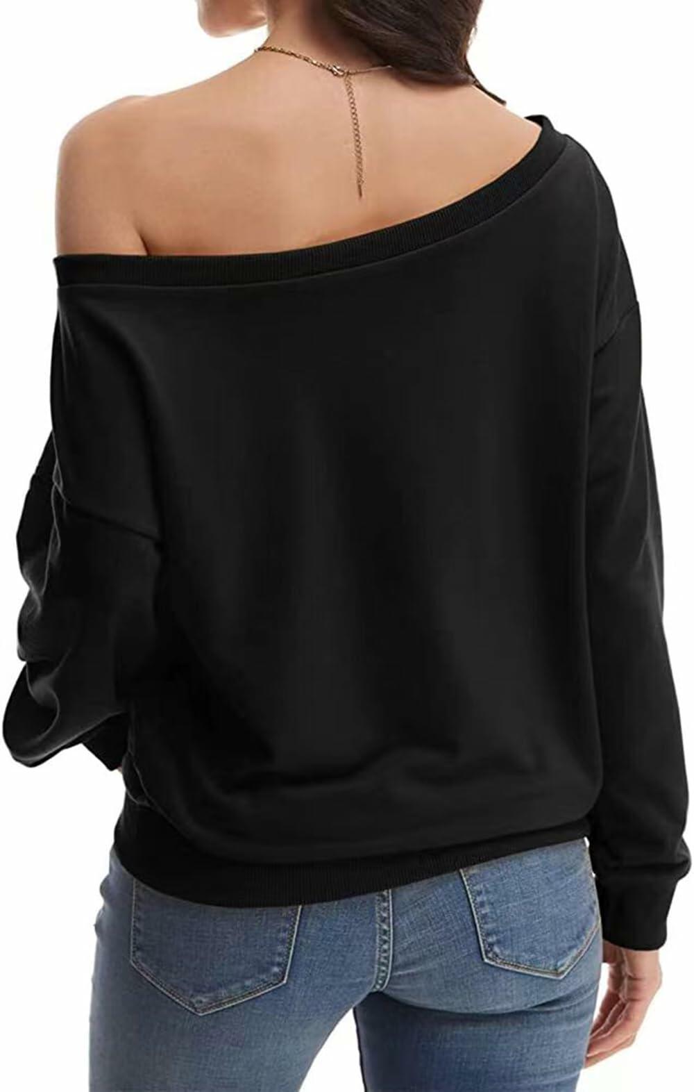 esoaripe Women's Oversized Off Shoulder Sweatshirt Blouse XL
