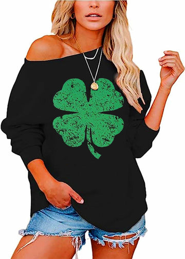 esoaripe Women's Oversized Off Shoulder Sweatshirt Blouse XL