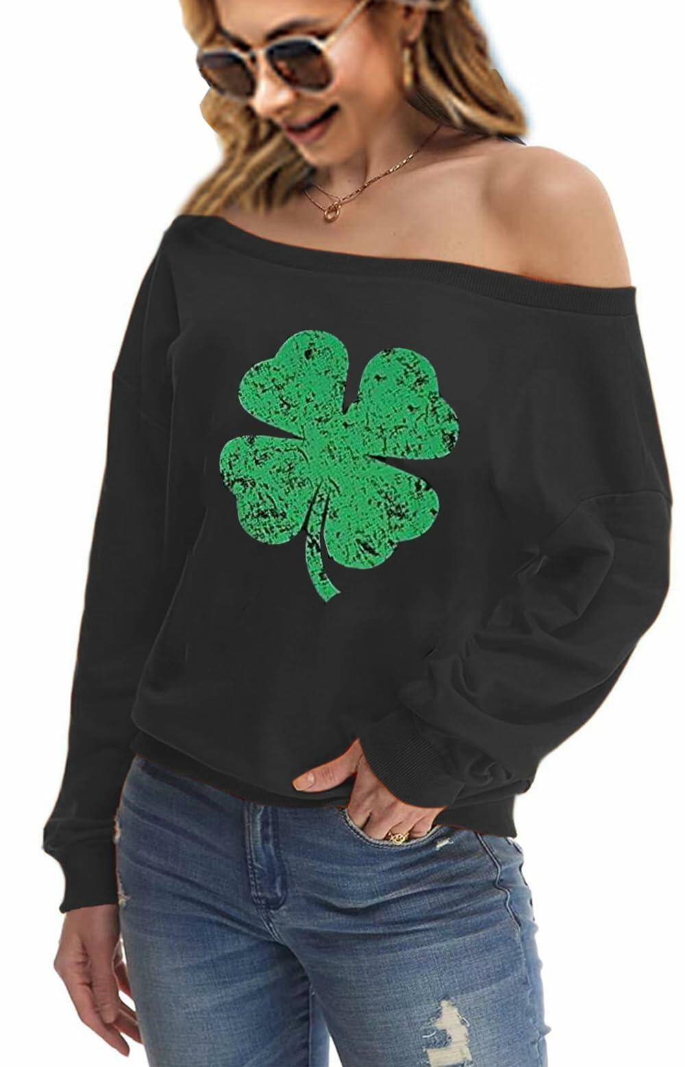 esoaripe Women's Oversized Off Shoulder Sweatshirt Blouse XL