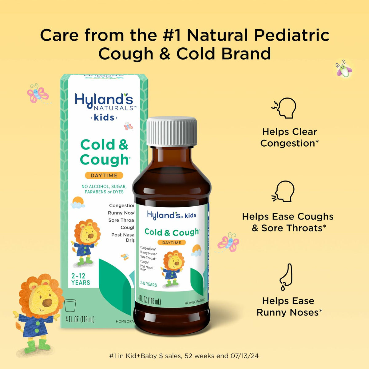 BestBy09/26 Hyland's Kids Cold & Cough Daytime Syrup Natural Relief 4oz