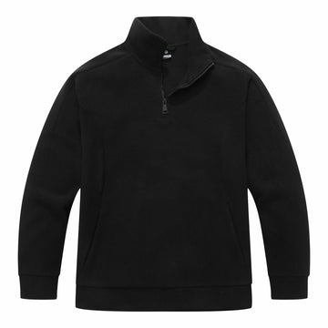 KAIDER Women's Plus Size Polar Fleece Pullover Jacket Black Quarter-Zip Long