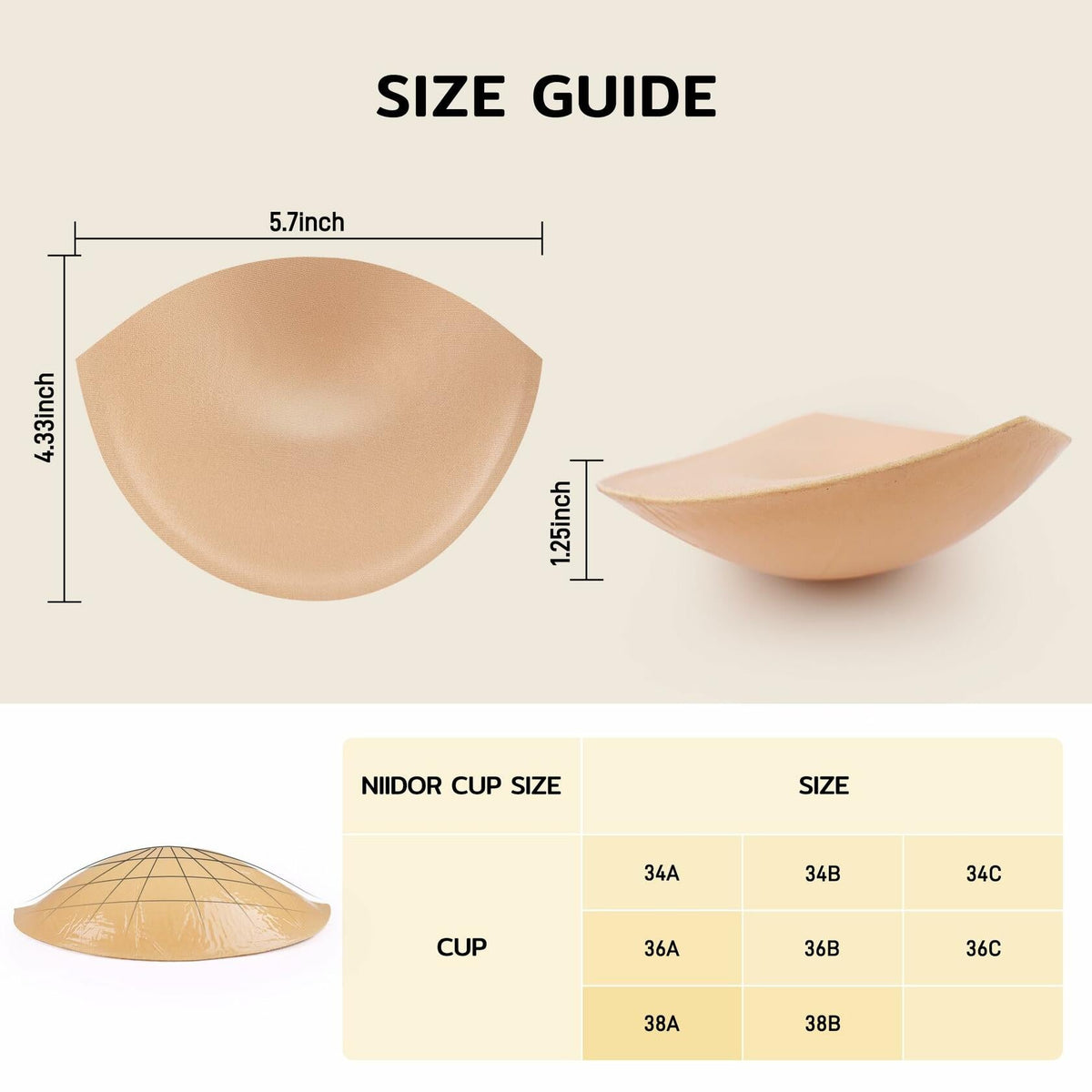 Niidor Sticky Bra Pads Inserts Double-Sided Invisible Push Up Enhancers