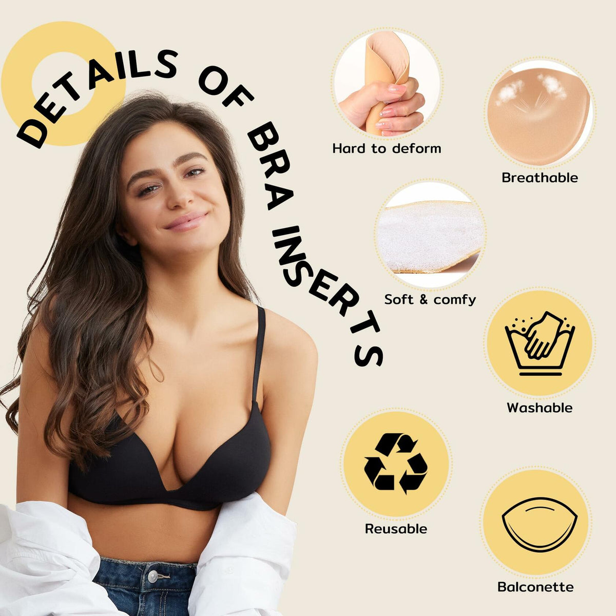 Niidor Sticky Bra Pads Inserts Double-Sided Invisible Push Up Enhancers