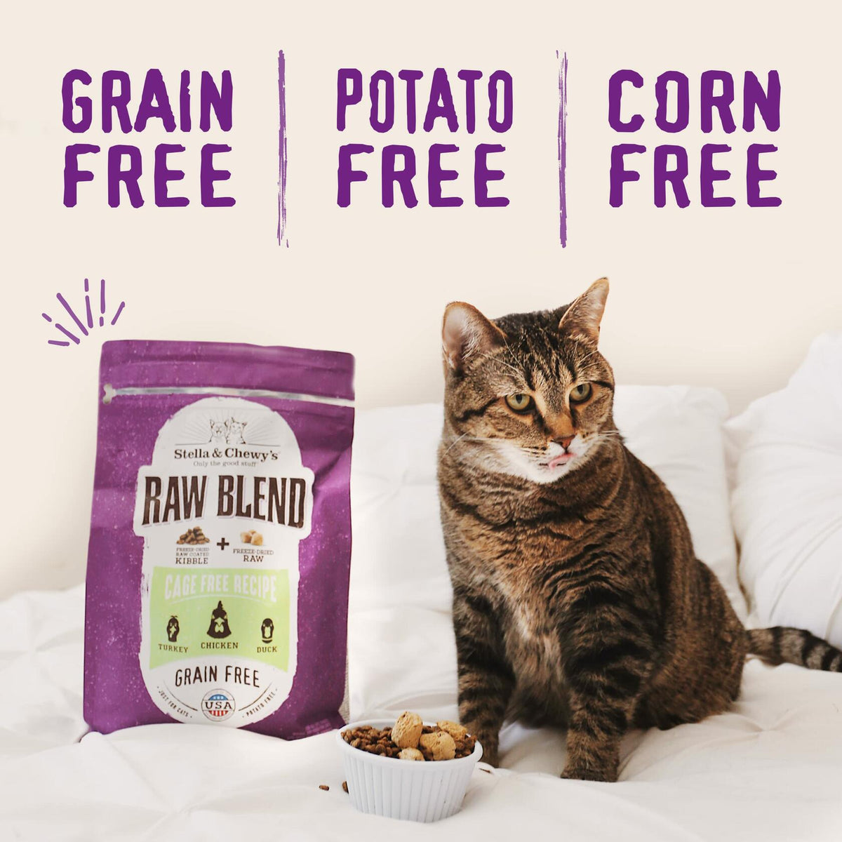 BB01/25 Stella & Chewy's Raw Blend Cat Food 2.5 lb Grain Free Protein Rich Poultry