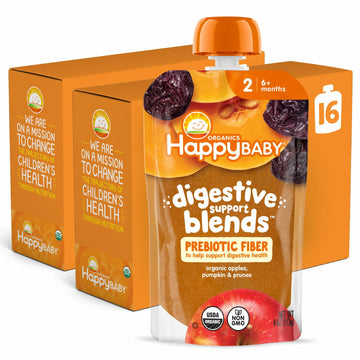 BestBy07/25 Happy Baby Organic Digestive Support Stage 2 Baby Food 4oz Pouch x16
