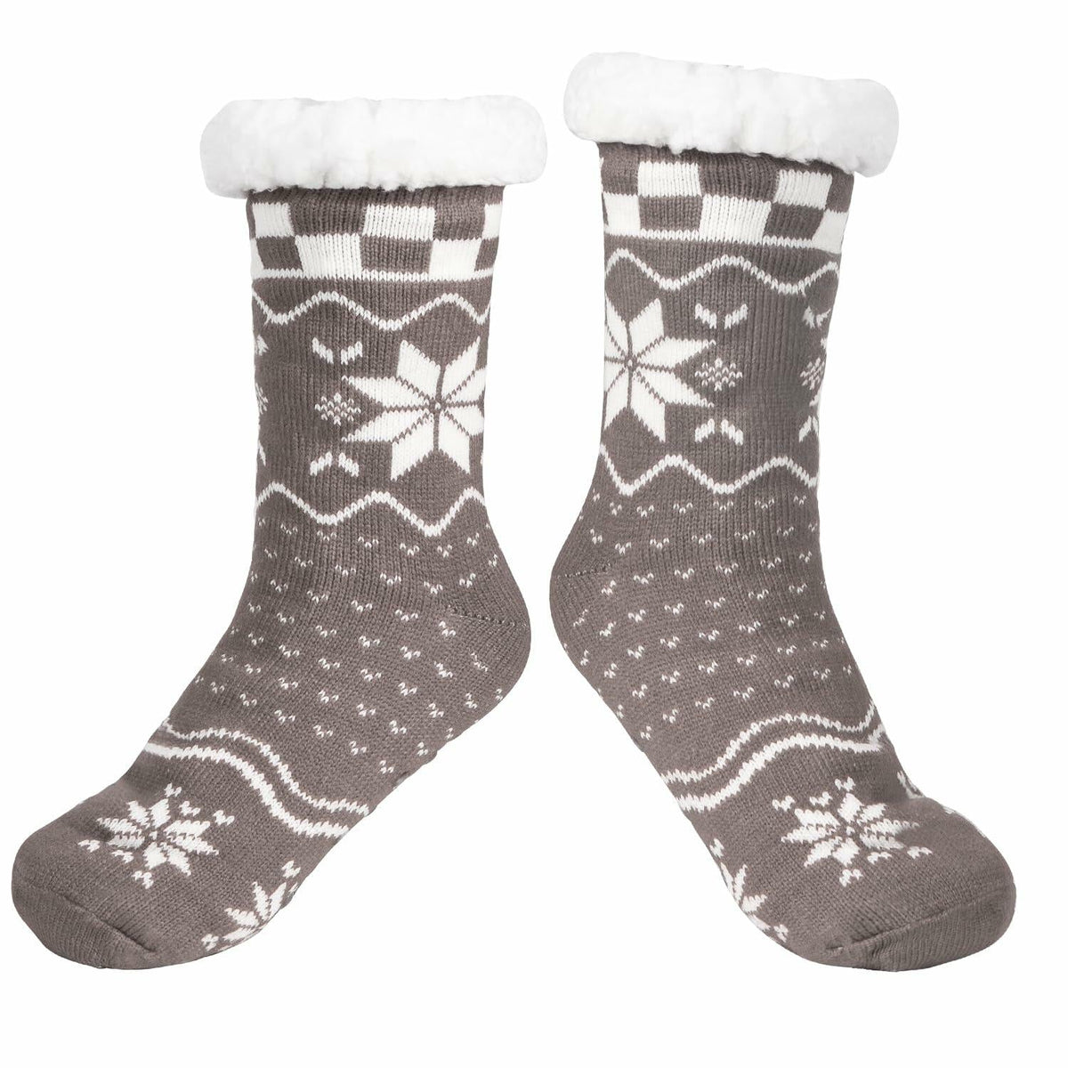 Kiddokids Women's Fuzzy Slipper Socks with Grippers Warm Cozy Fleece - One Size