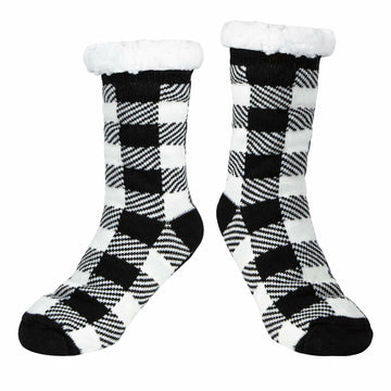 Kiddokids Women's Fuzzy Slipper Socks with Grippers Warm Cozy - One Size