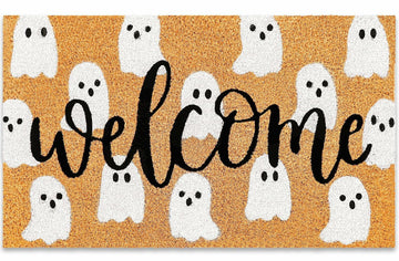 JarThenaAMCS Halloween Coir Doormat Cute Ghost Non-Slip 16.5x29 Inch