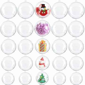 Ranchbtn 25pcs Clear Plastic Fillable Ornaments Various Sizes DIY Decor
