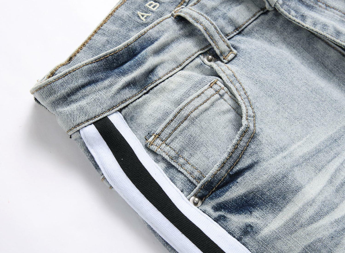 ABSECAI Men's Skinny Ripped Slim Fit Stretch Jeans Blue Size 34