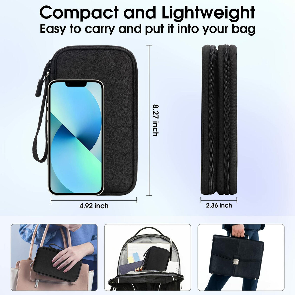 Arae Travel Electronic Organizer Pouch Black Double Layer Waterproof