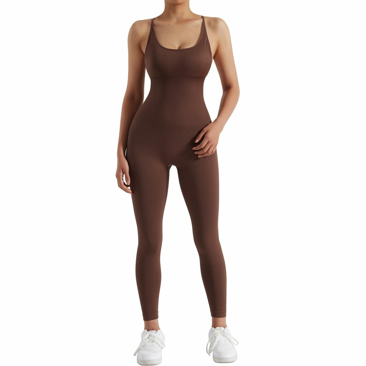 RUUHEE Women's Brown Seamless Backless Tummy Control Jumpsuit Size XL