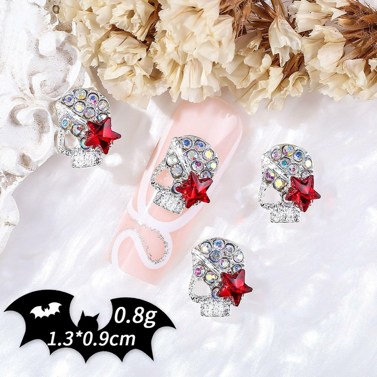 50pcs Handmade Dark Resin Bat Charms for Nails Halloween Accessories