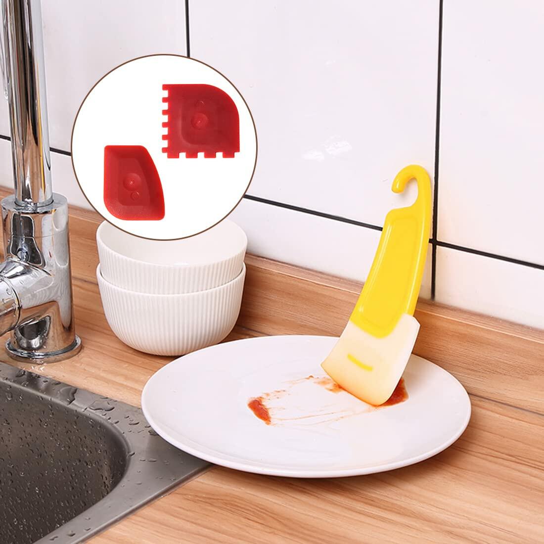 LAOJU 3PCS Cast Iron Pan Scraper Set Silicone Kitchen Cleaning Tools