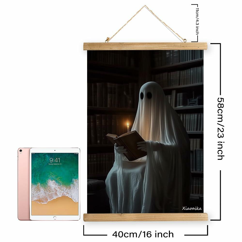 XIAOAIKA Vintage Halloween Ghost Poster 16x23in Linen Canvas Wall Art