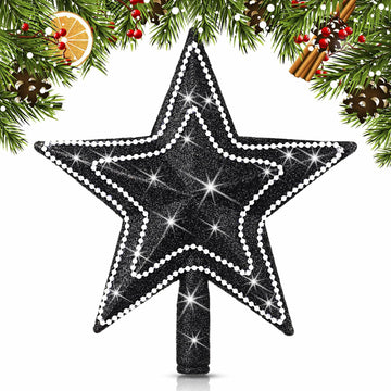 Hollowfly Mini Star Christmas Tree Topper Black Pearl 8 Inch Tree Top Decor