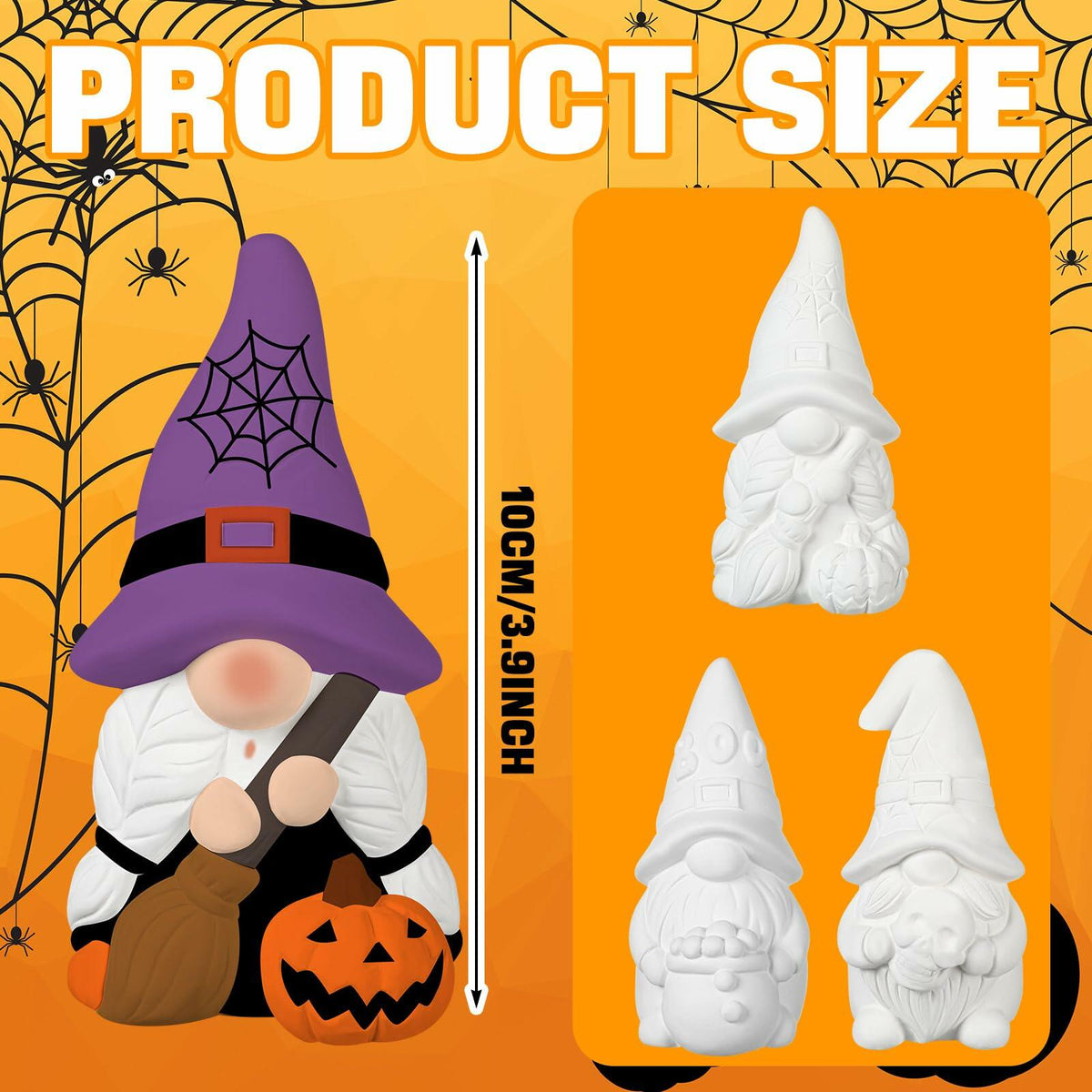Youyole 3 Pack 4" Unpainted Gnome Statues DIY Craft Halloween Decor