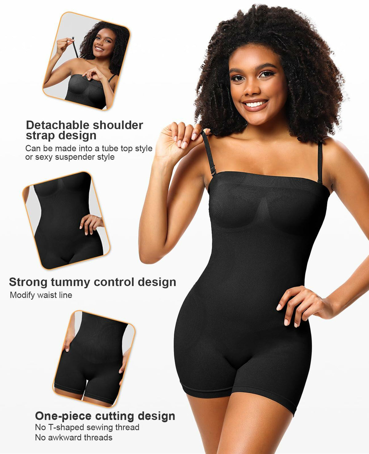 LeapBeast Strapless Shapewear Bodysuit Black L Tummy Control Bra