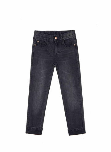Bienzoe Boys Adjustable Waist Black Ripped Slim Denim Jeans Size 6
