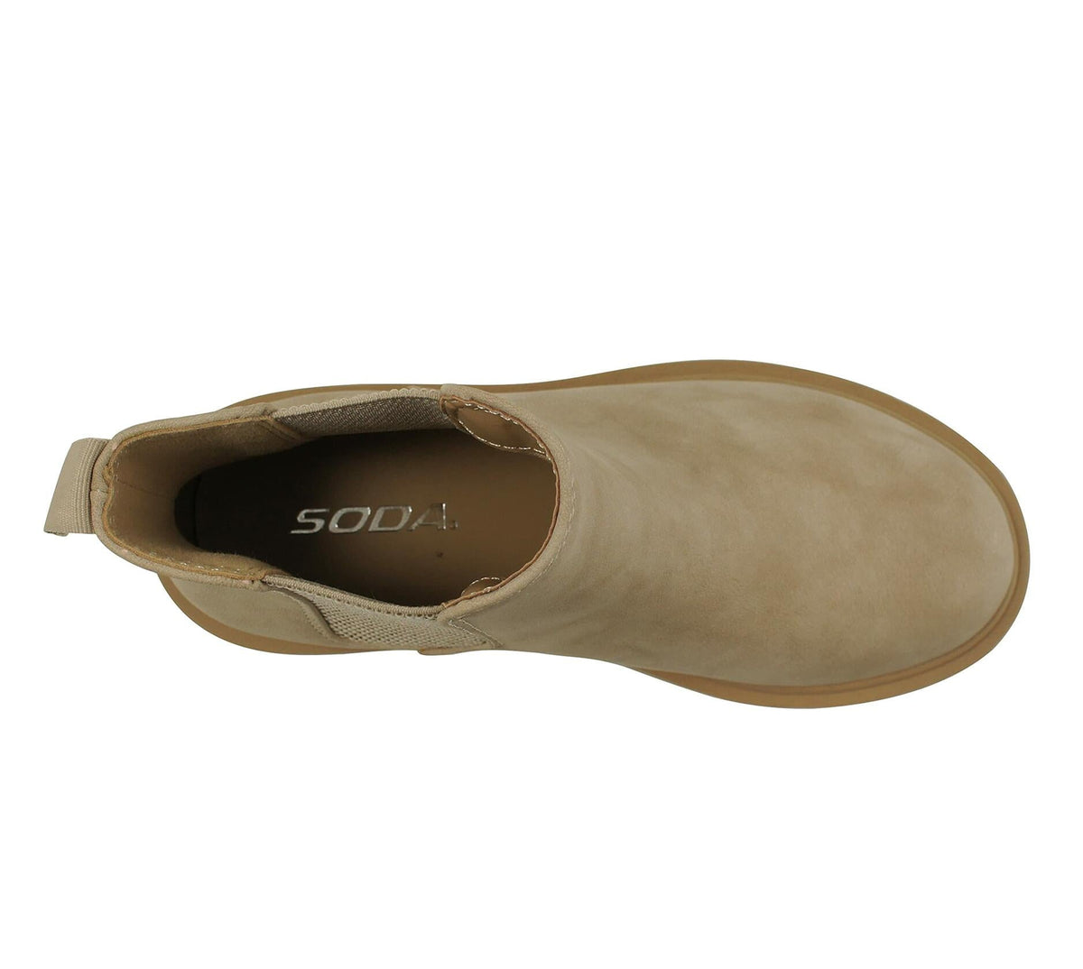 Soda Pilot Women's Beige Lug Sole Low Heel Chelsea Ankle Bootie Size 7 Med