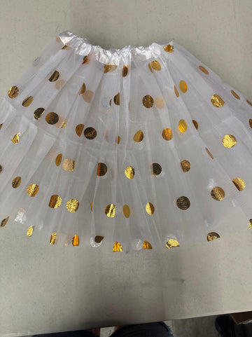 Polka Dot Tutu Skirt Ballet Dress White Size L