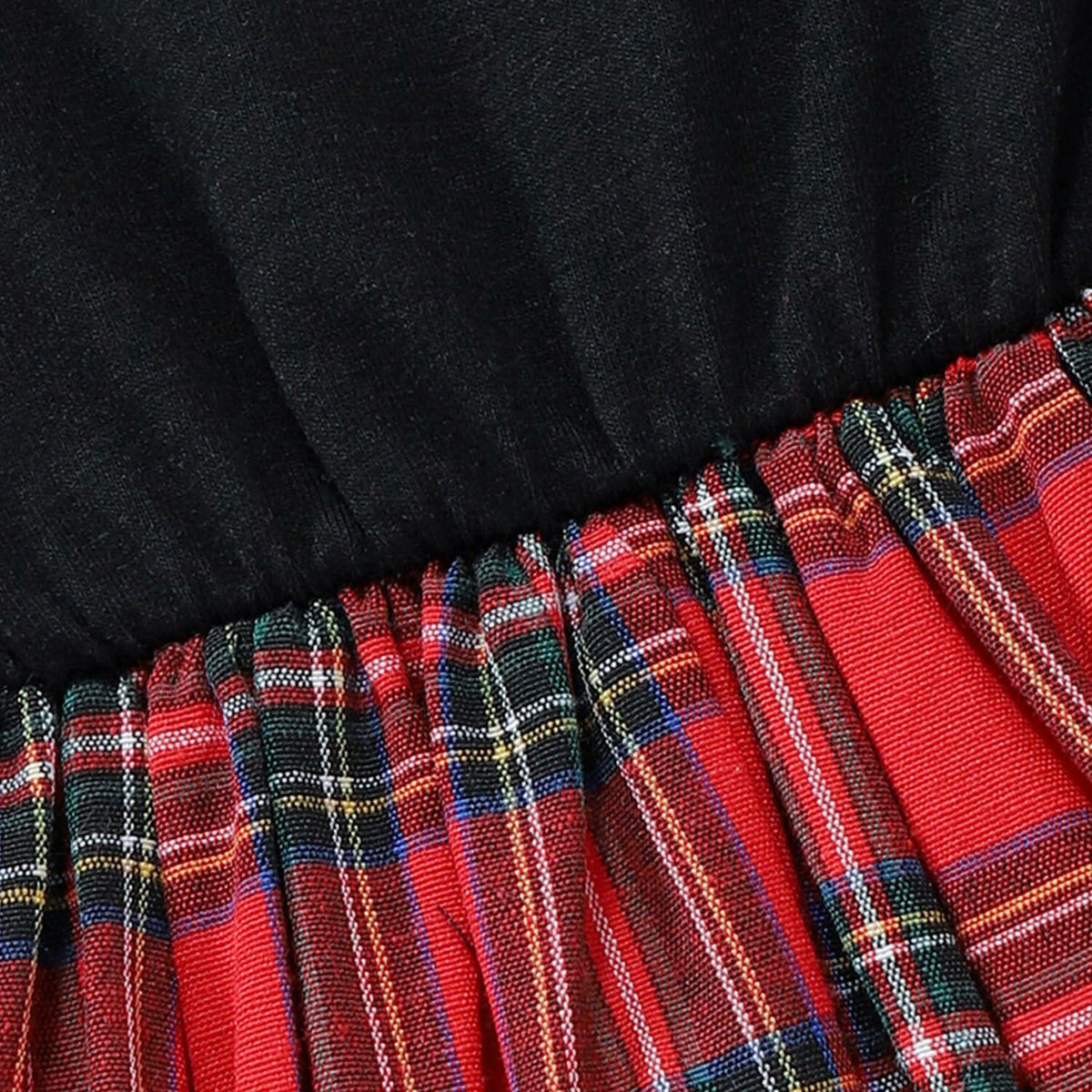 FANCYINN Toddler Baby Girl Plaid Dress Set Pleated Ruffle Christmas Size 3-4Y