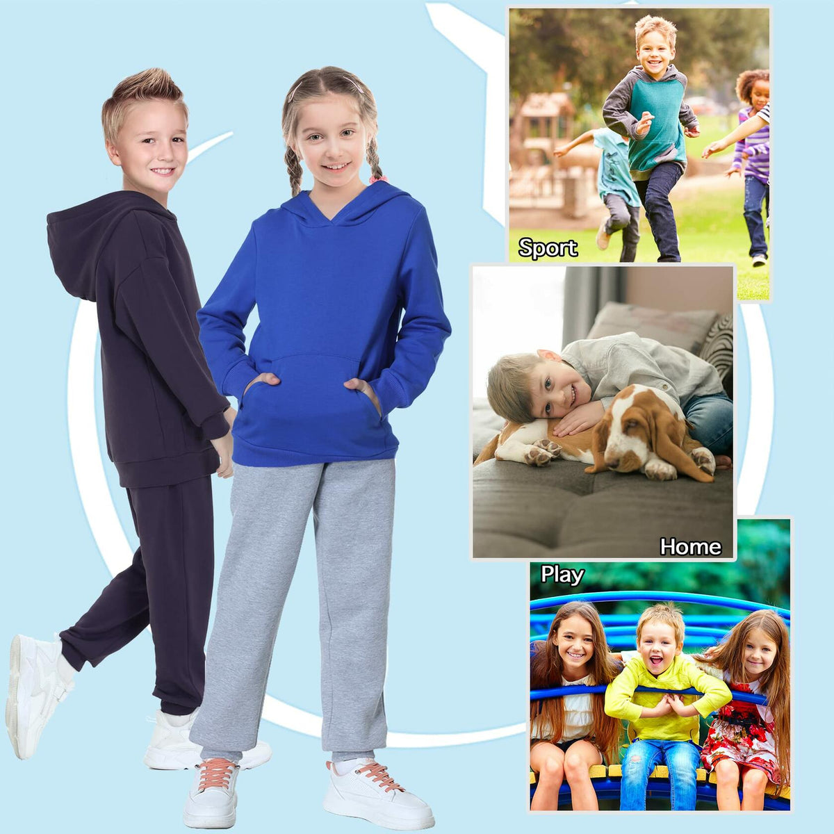 ALWAYSONE Kids Soft Fleece Hoodie Navy Boys Girls 3-12 Years Size S
