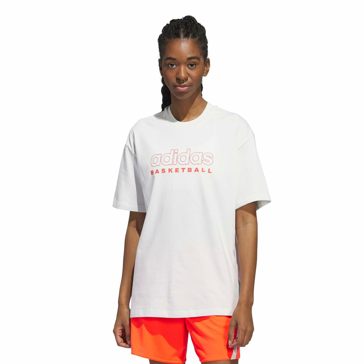 adidas Women's Select Basketball T-Shirt Cloud White/Solar Red
