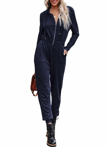 Dokotoo Girls Blue Hooded Jumpsuit Romper Zip Up Petite XX-Large Pockets