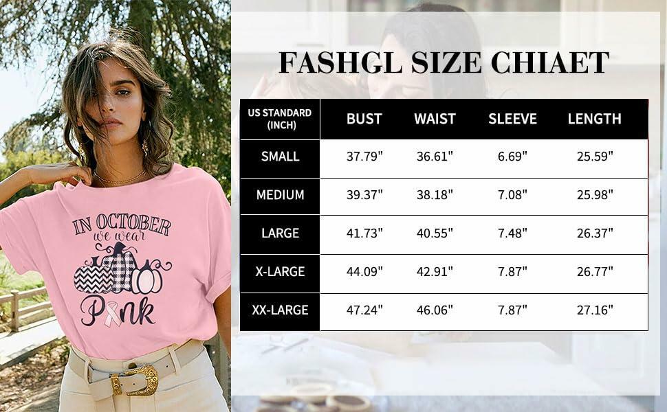FASHGL I Wear Pink for My Mom T-Shirt Women Breast Cancer Awareness - XL