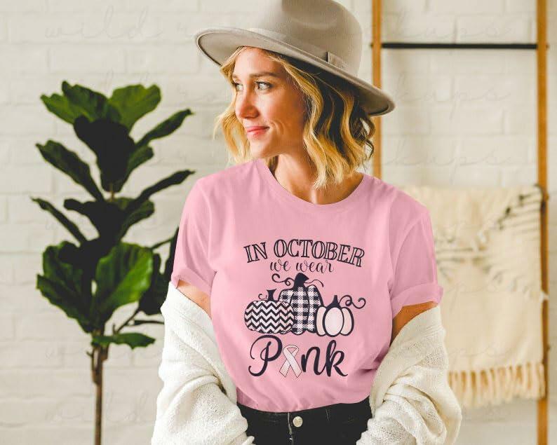 FASHGL I Wear Pink for My Mom T-Shirt Women Breast Cancer Awareness - XL