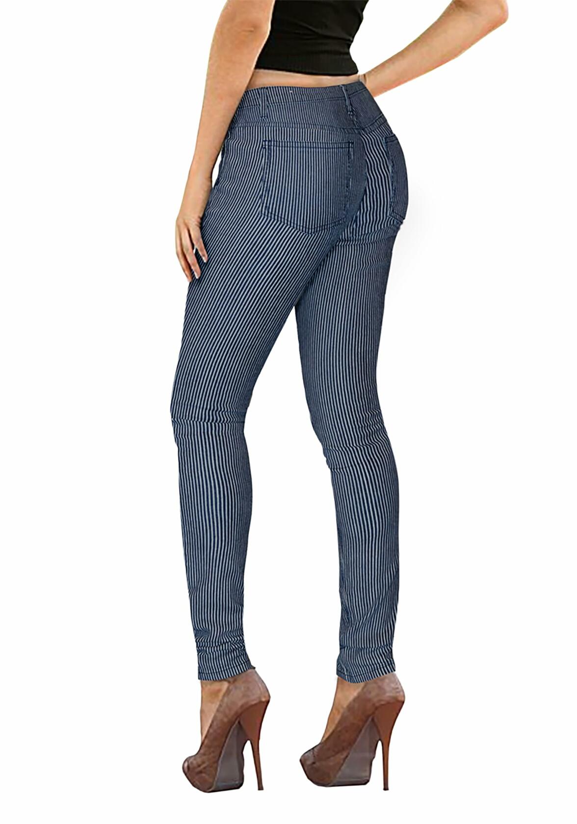 Hybrid & Company Womens Comfy Stretch Denim 5 Pocket Jeans Blue White Size 24
