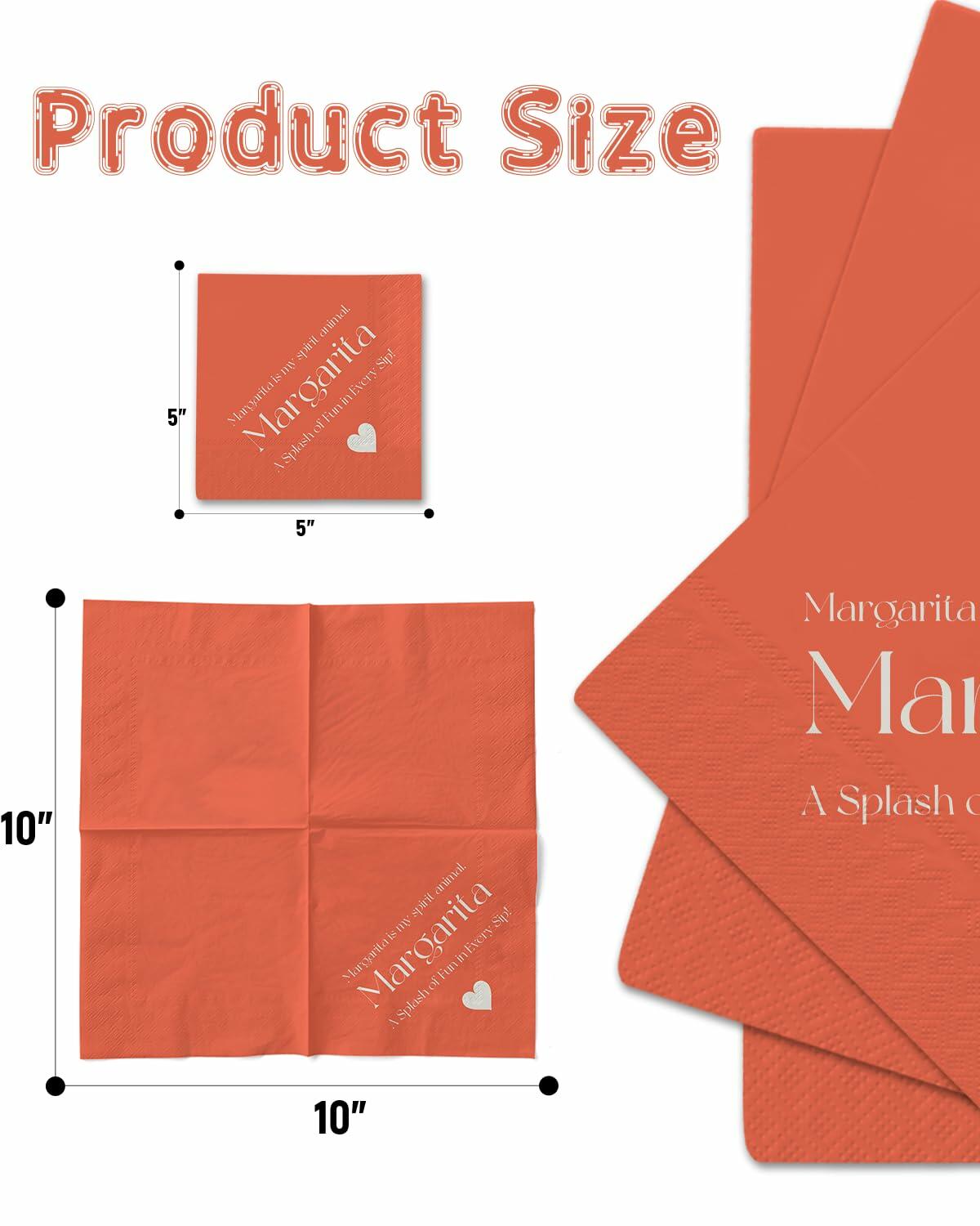 qiqee Margaret Cocktail Napkins 5x5in Orange Disposable 120 Count