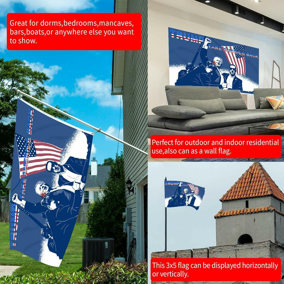 Fight Flag 3x5 Ft Double Sided 3-Ply Ultra-Thick Outdoor Indoor Flag