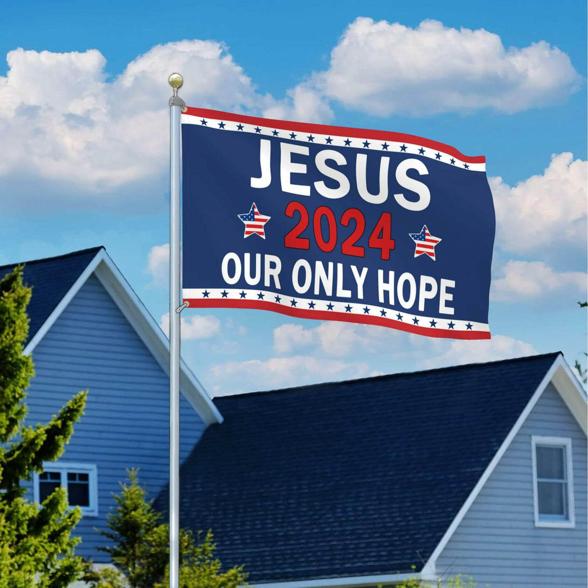 YISIDAI Jesus 3x5 Double Sided Christian Faith Outdoor Yard Banner Flag