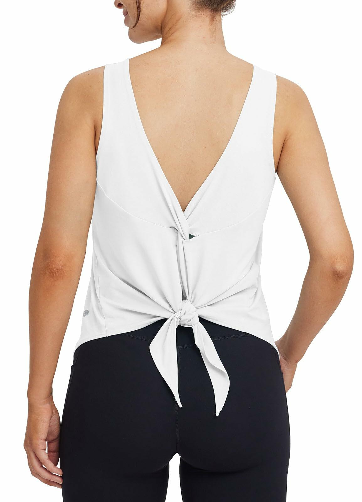 baleaf Women's Sleeveless Workout Yoga Tank Top White Size L Athletic Gym