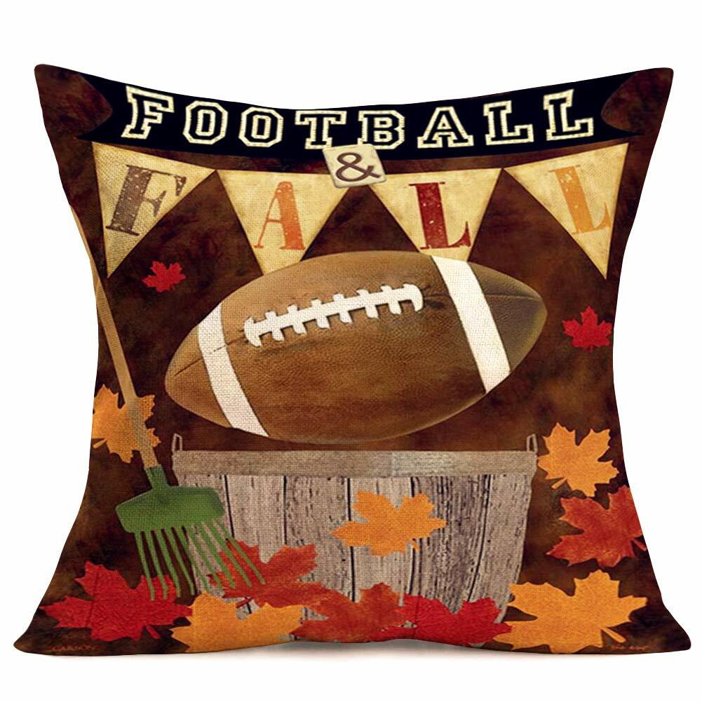 Hopyeer 18x18 AF-Ball Vintage Football Pillow Cover Cotton Linen Throw
