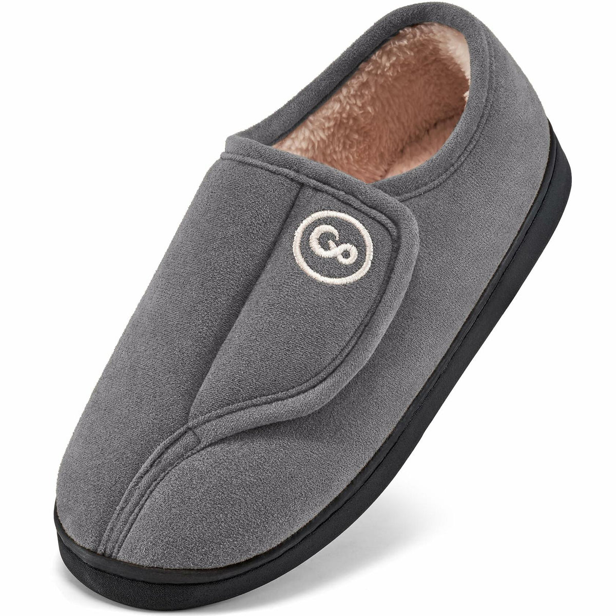 HARENCE Women's Slippers Memory Foam Fur Lined Closed Back Size 38/39