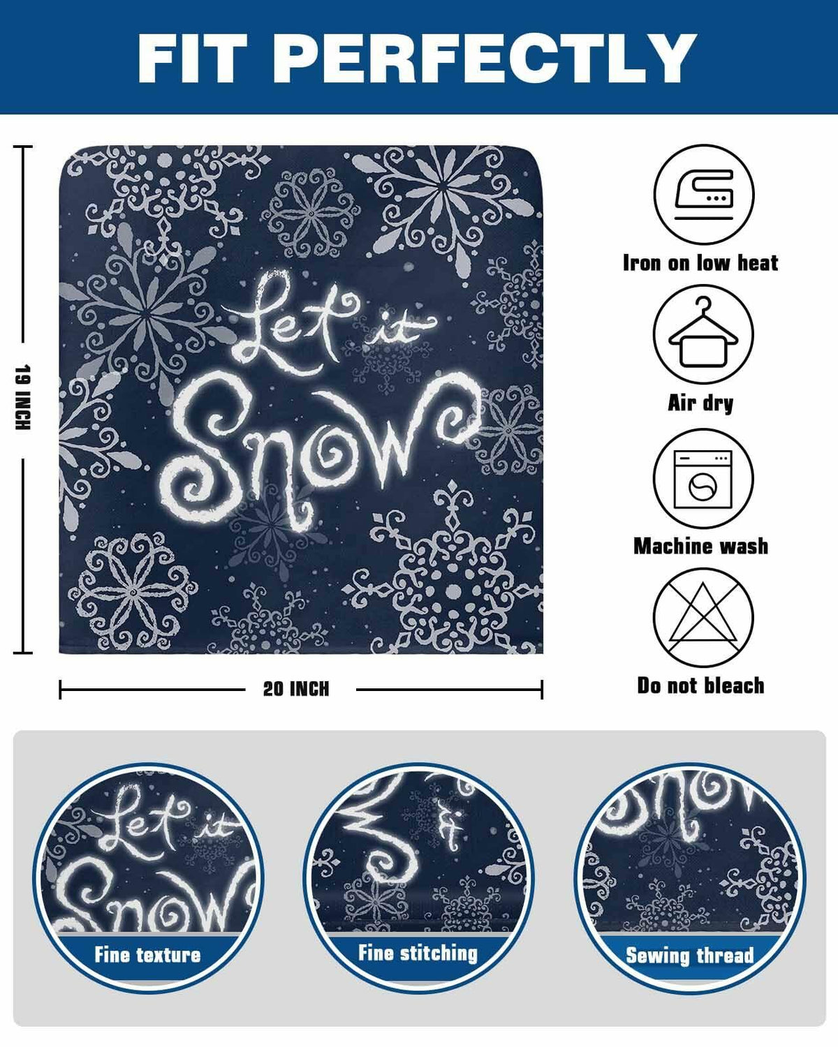 Christmas Chair Covers Set of 4 Snowflake Chair Slipcover Protector Washable