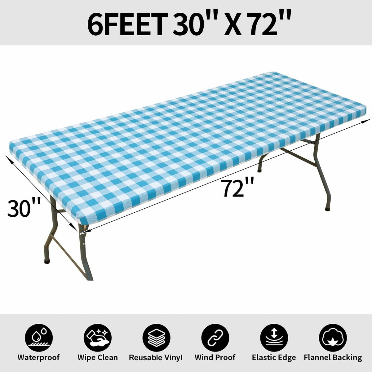 Smiry Rectangle Waterproof Vinyl Picnic Tablecloth 30x72 White Orange Plaid