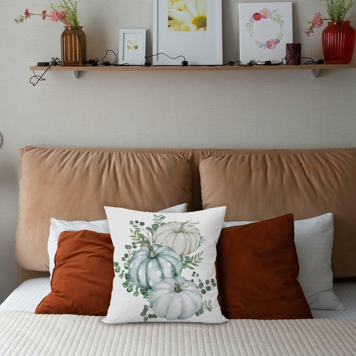 Wheatwin 18x18 Fall Coquette Throw Pillow Cover Pumpkin Retro Decor