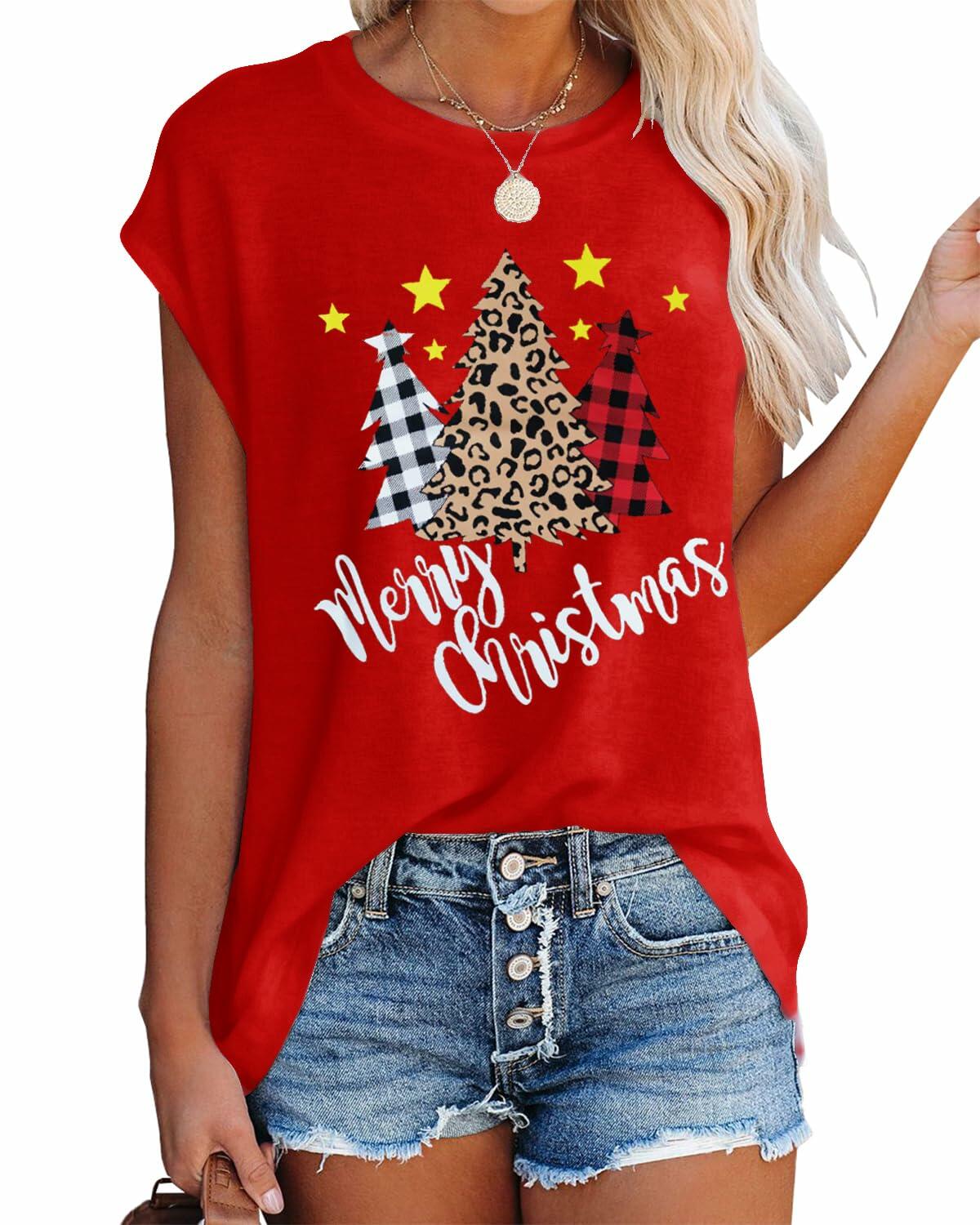 WMZCYXY Womens Tank Top Sleeveless Red Christmas Tree Size L