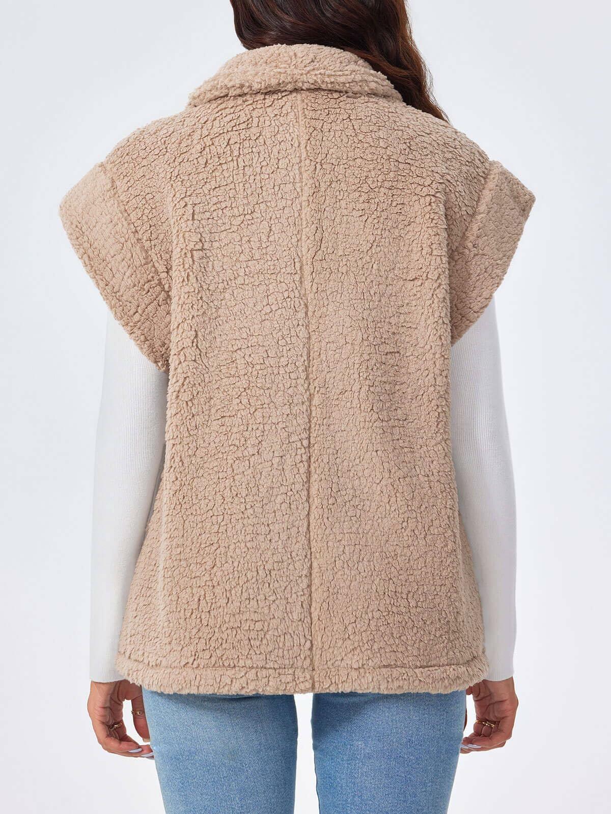 Tankaneo Womens Sherpa Fleece Vest Lightweight Teddy Jacket - Size L