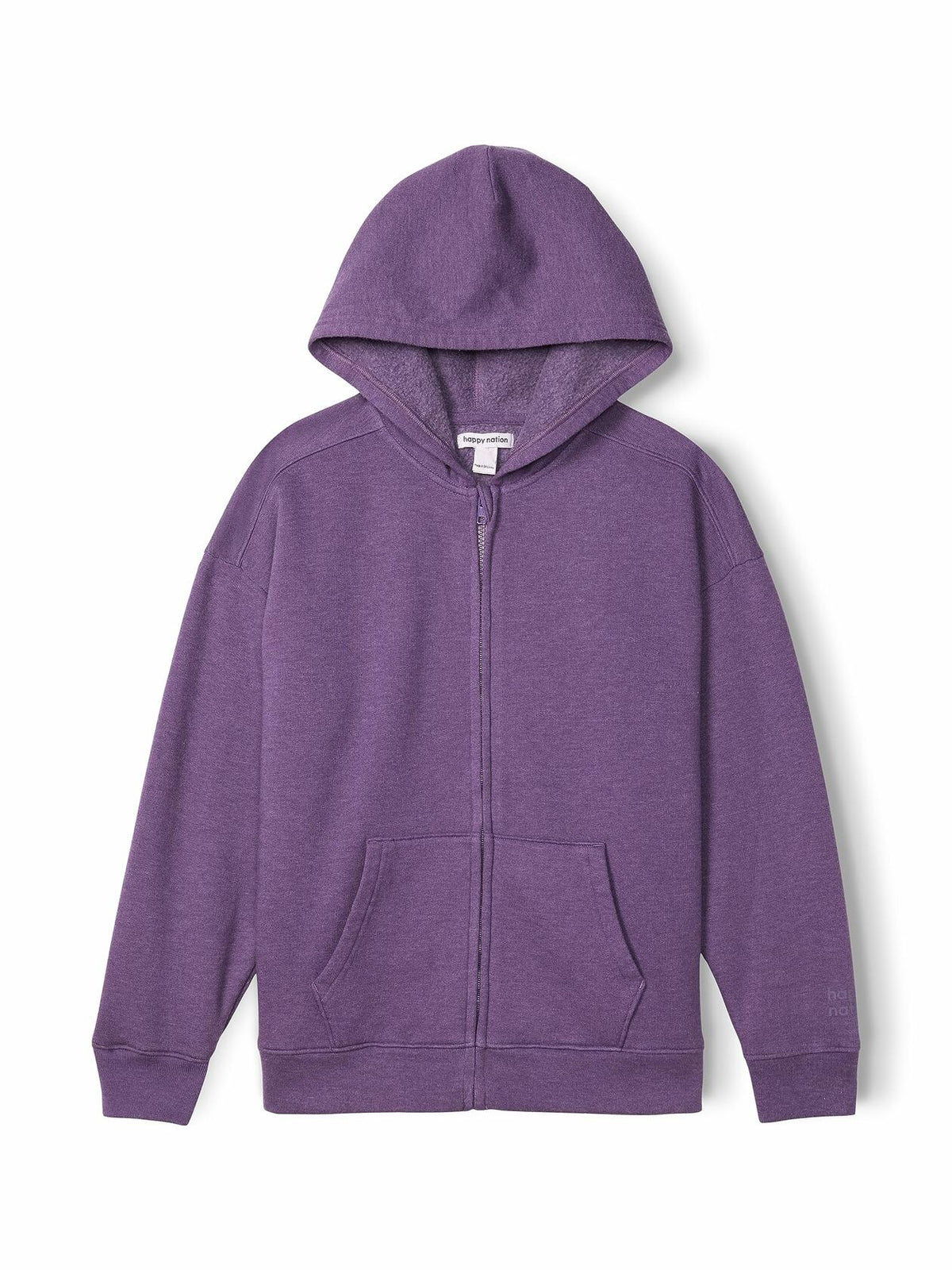 Happy Nation Relaxed Fleece Full Zip Hoodie Purple Haze Medium Sweatshirt