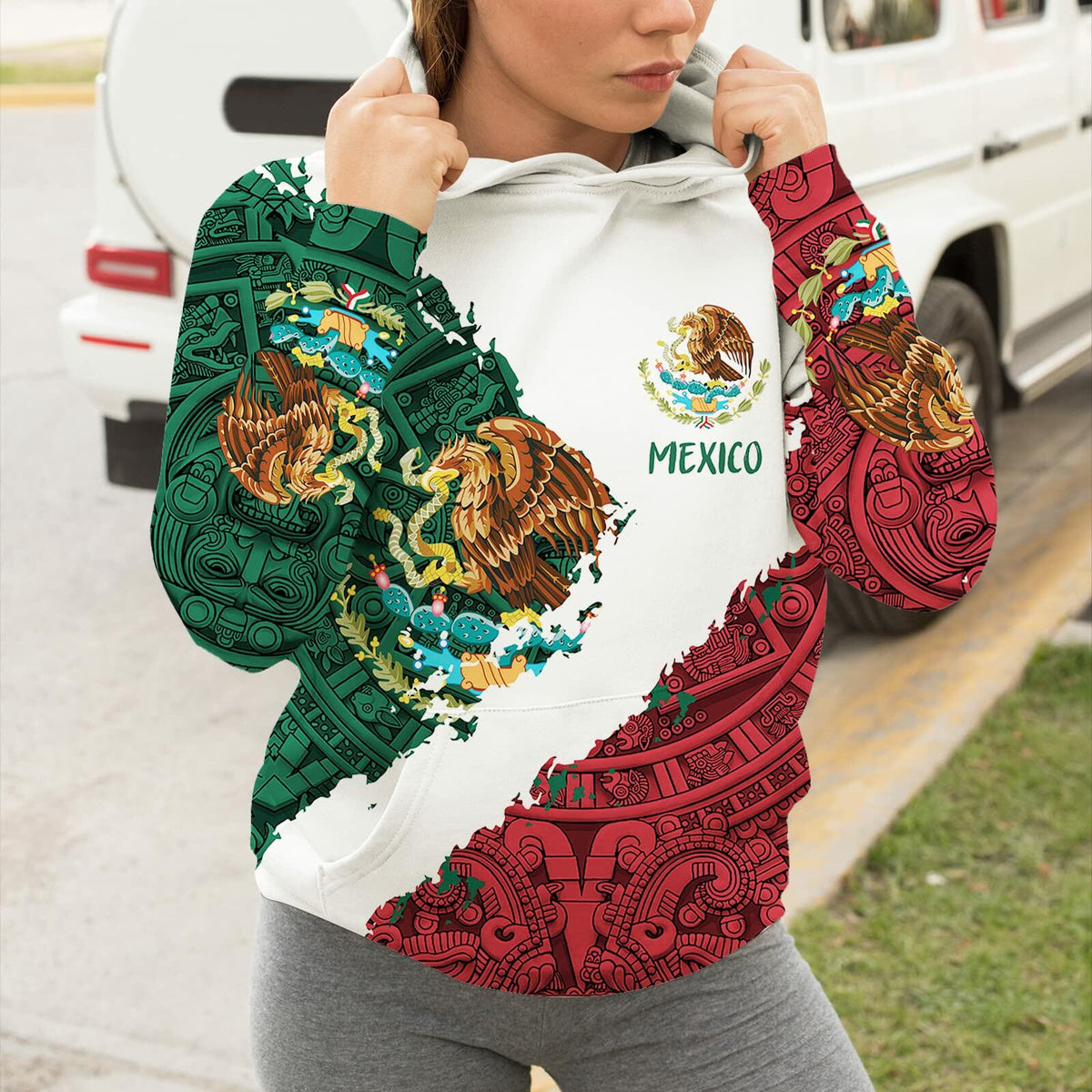FAYBA Mexican Hoodie 3D Print Casual Pullover White Size 2XL