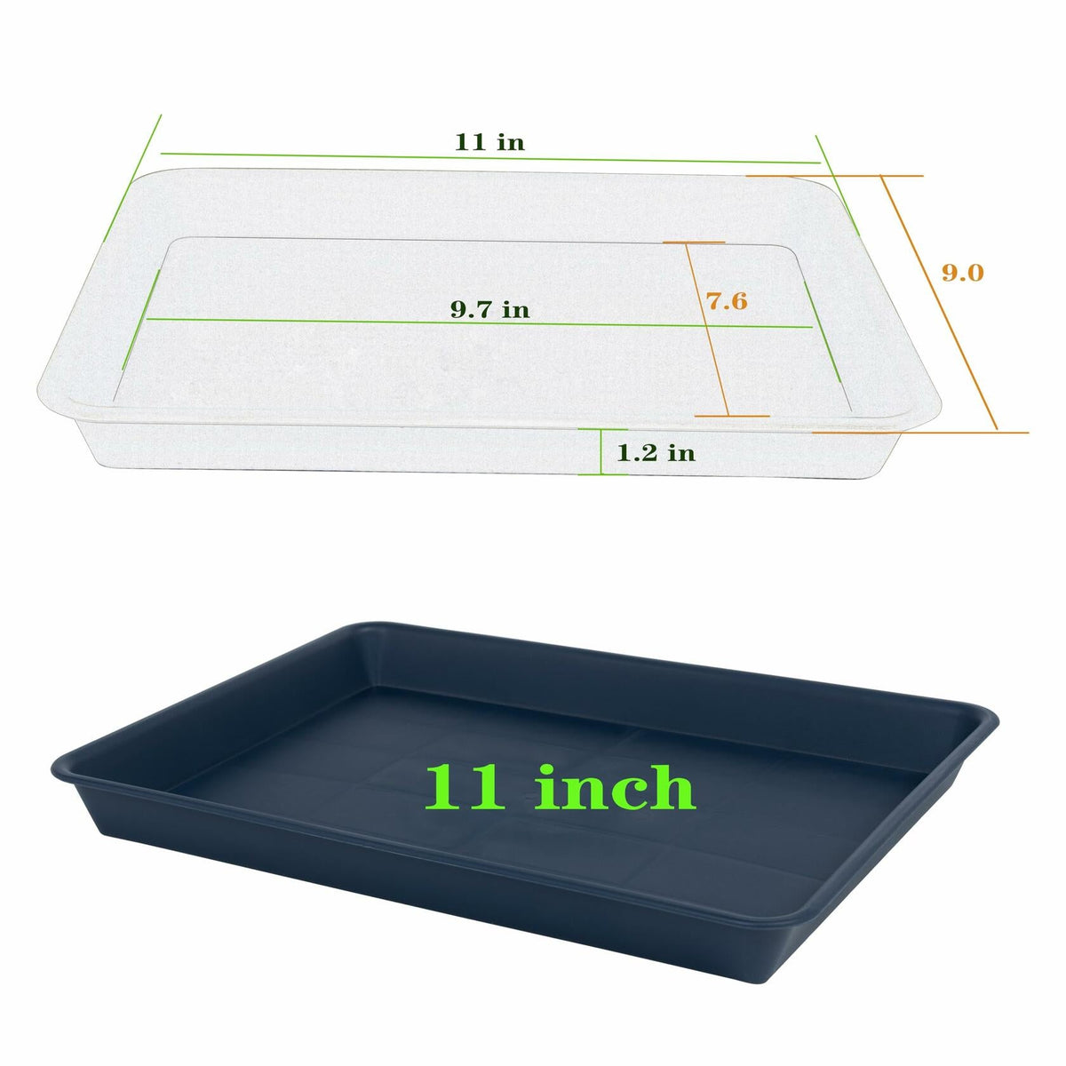 VUWEZ Plant Saucer Tray 11x9in, Heavy Sturdy Plastic Drainage Tray, 1 Pack