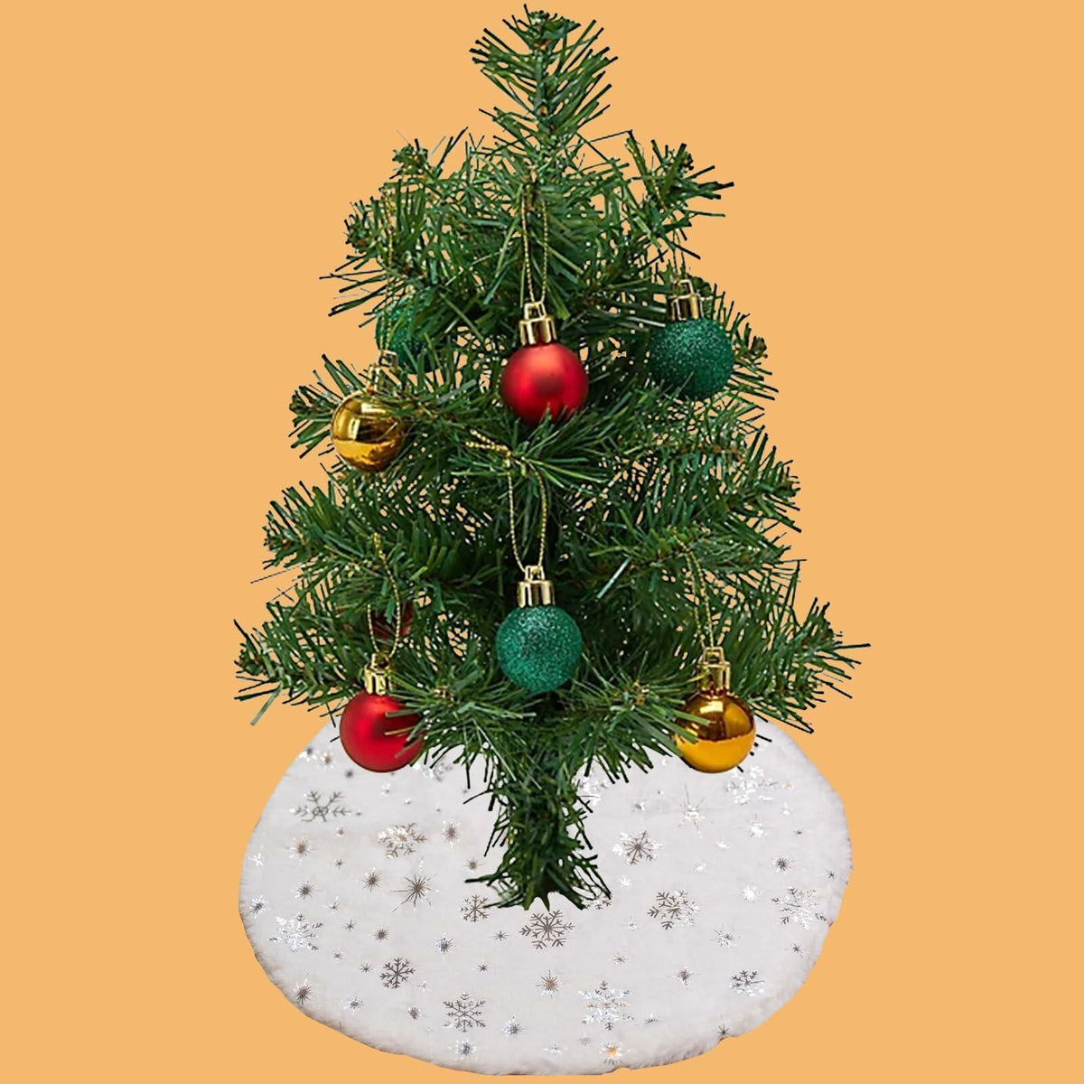 4pcs 15" Christmas Tree Skirt Set Mini Holiday Decoration