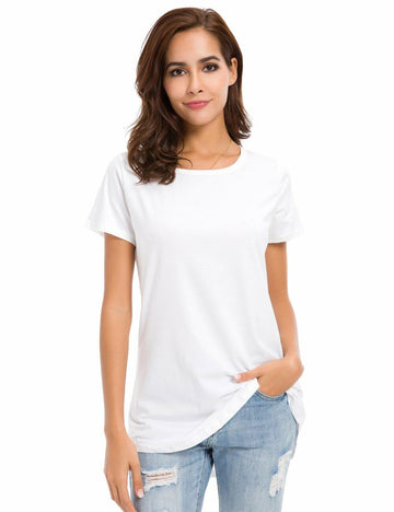 MSHING Women's Short Sleeve Tunic Top Casual T-Shirt Blouse Loose Fit - Size S