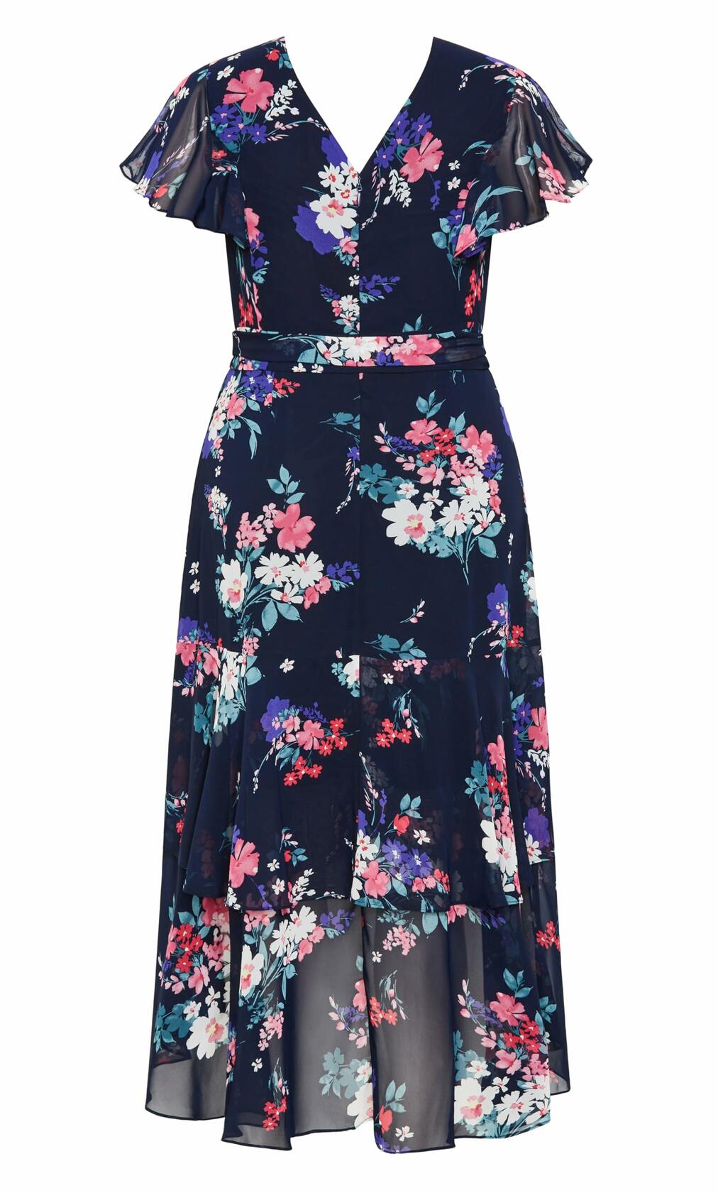 City Chic Plus Size Margot Print Maxi Dress Navy Lotte Bouquet Size 24 New