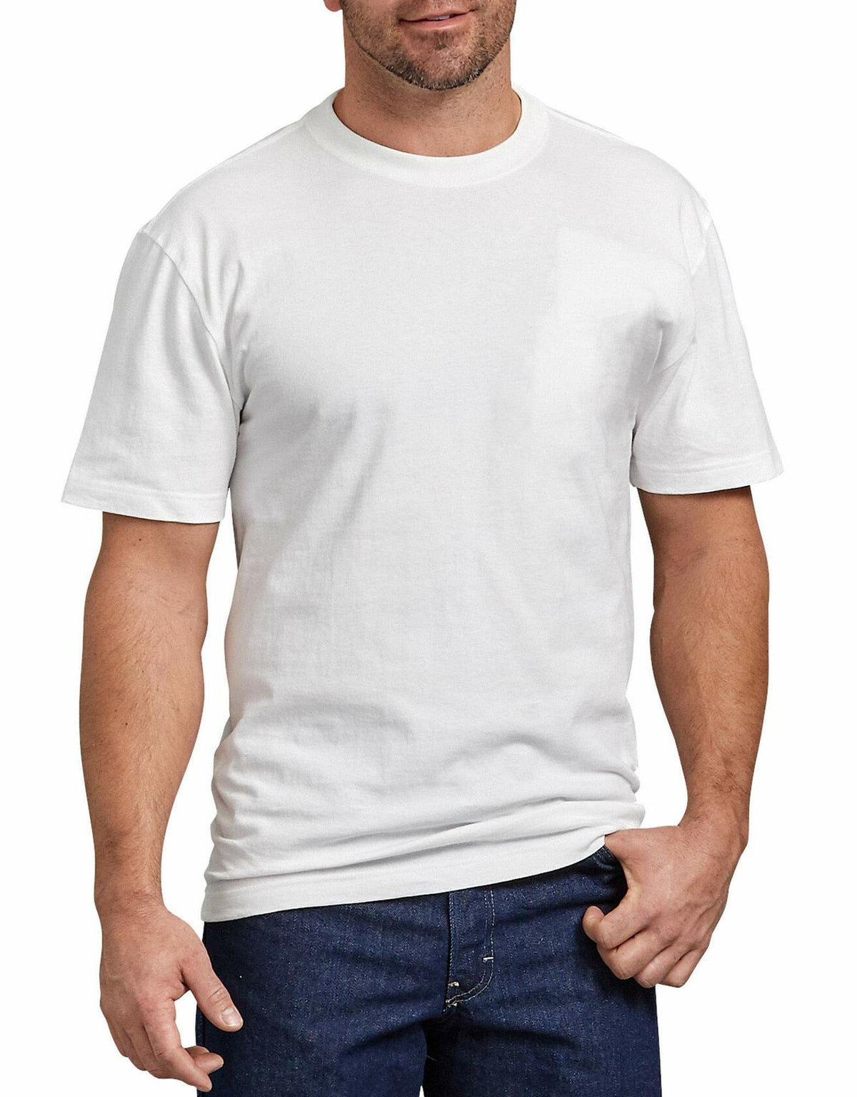Dickies Men's Heavyweight Crew Neck Short Sleeve Work Utility T-Shirt White M